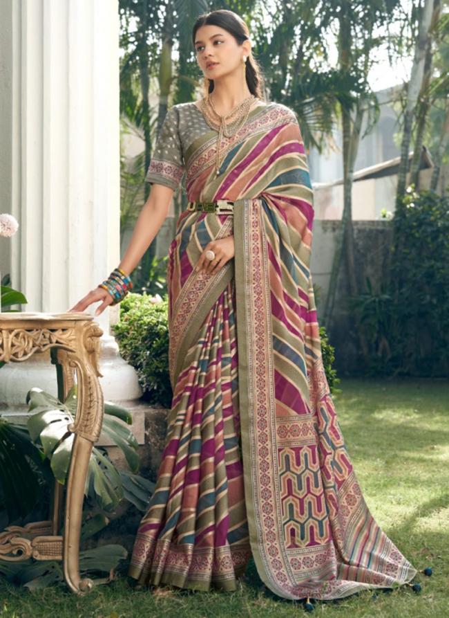 Georgette Multi Color Party Wear Printed Saree